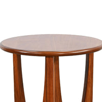 Natra Side End Table, 26 Inch Round, Sculpted Base Cinnamon Brown - BM352411