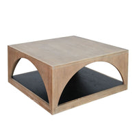 Lesy Coffee Table, 36 Inch Square Top with Lower Shelf, Brown, Black - BM352412