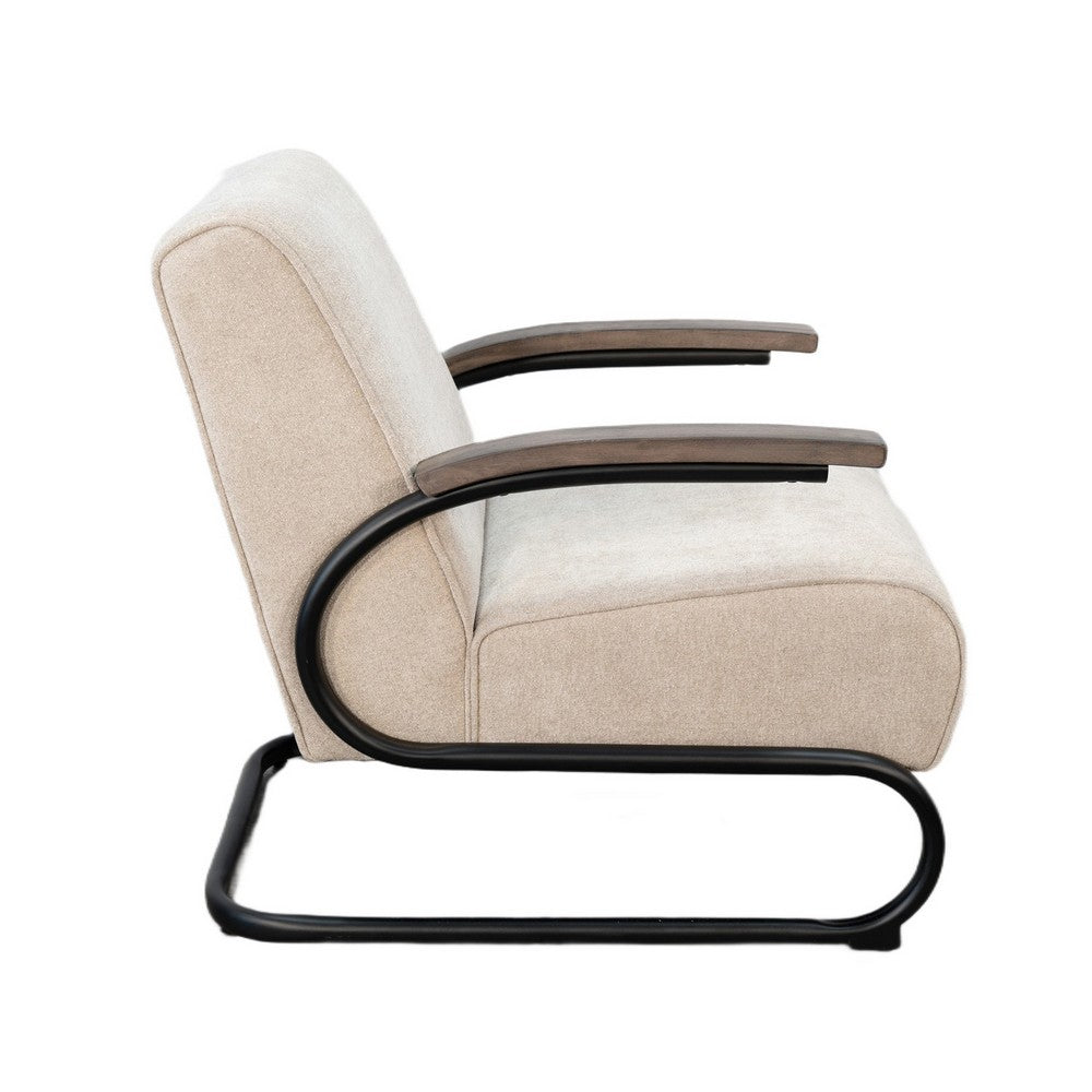 Nera Industrial Accent Chair, Muuto Nude Polyester, Black Metal Frame - BM352417