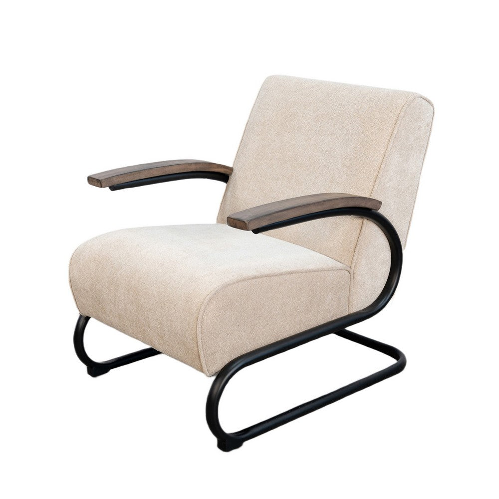 Nera Industrial Accent Chair, Muuto Nude Polyester, Black Metal Frame - BM352417