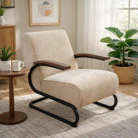Nera Industrial Accent Chair, Muuto Nude Polyester, Black Metal Frame - BM352417