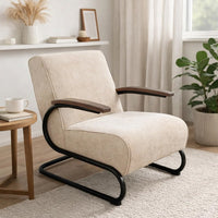 Nera Industrial Accent Chair, Muuto Nude Polyester, Black Metal Frame - BM352417
