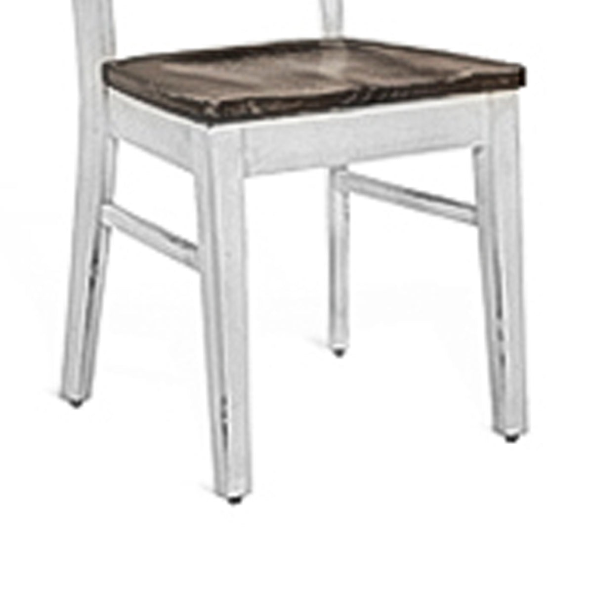 5pc Dining Table Set, Ladder Back Wood Chairs, Cottage White and Brown