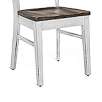 5pc Dining Table Set, Ladder Back Wood Chairs, Cottage White and Brown