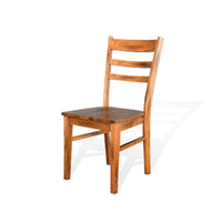 Marv 5pc Dining Table Set, Ladder Back Padded Chairs, Rustic Oak Brown