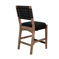Jesa Counter Stool Chair Set of 2, Black Woven Back, Brown Mahogany Wood - BM352429