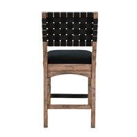 Jesa Counter Stool Chair Set of 2, Black Woven Back, Brown Mahogany Wood - BM352429