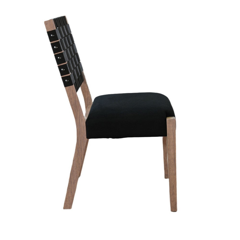 Jesa Counter Stool Chair Set of 2, Black Woven Back, Brown Mahogany Wood - BM352429