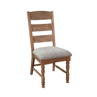 Jake Dining Side Chair Set of 2, Ladder Back, Gray Seat, Amber Brown Wood - BM352431