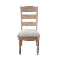 Jake Dining Side Chair Set of 2, Ladder Back, Gray Seat, Amber Brown Wood - BM352431