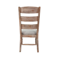 Jake Dining Side Chair Set of 2, Ladder Back, Gray Seat, Amber Brown Wood - BM352431