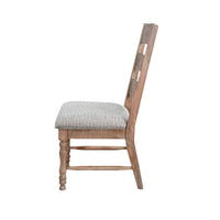 Jake Dining Side Chair Set of 2, Ladder Back, Gray Seat, Amber Brown Wood - BM352431