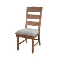 Jake Dining Side Chair Set of 2, Ladder Back, Gray Seat, Amber Brown Wood - BM352431