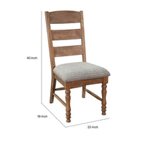 Jake Dining Side Chair Set of 2, Ladder Back, Gray Seat, Amber Brown Wood - BM352431