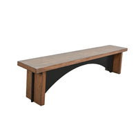 Dining Bench, 72 Inch Desert Brown Mahogany Wood, Black Arched Base - BM352432