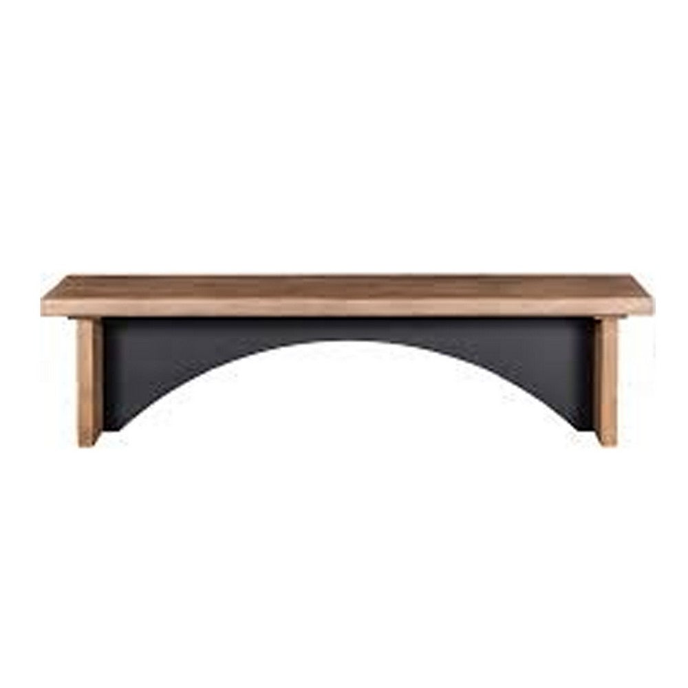 Dining Bench, 72 Inch Desert Brown Mahogany Wood, Black Arched Base - BM352432