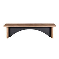 Dining Bench, 72 Inch Desert Brown Mahogany Wood, Black Arched Base - BM352432