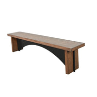 Dining Bench, 72 Inch Desert Brown Mahogany Wood, Black Arched Base - BM352432