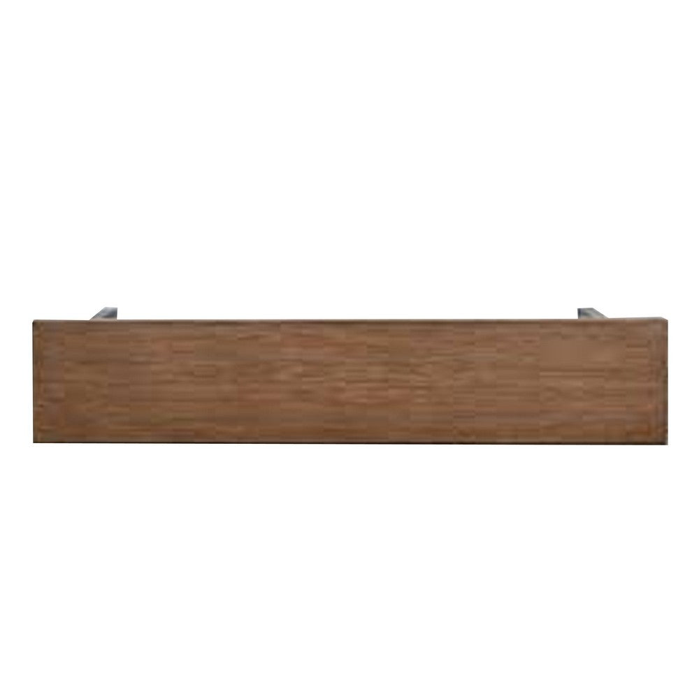 Dining Bench, 72 Inch Desert Brown Mahogany Wood, Black Arched Base - BM352432