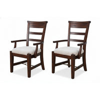Reggie Armchair Set of 2, Mocha Brown Mahogany Wood, White Padded Seat - BM352433