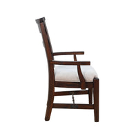 Reggie Armchair Set of 2, Mocha Brown Mahogany Wood, White Padded Seat - BM352433