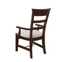 Reggie Armchair Set of 2, Mocha Brown Mahogany Wood, White Padded Seat - BM352433