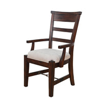 Reggie Armchair Set of 2, Mocha Brown Mahogany Wood, White Padded Seat - BM352433