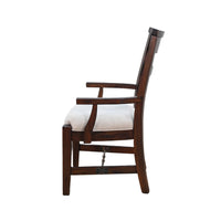 Reggie Armchair Set of 2, Mocha Brown Mahogany Wood, White Padded Seat - BM352433