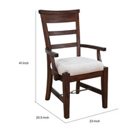 Reggie Armchair Set of 2, Mocha Brown Mahogany Wood, White Padded Seat - BM352433