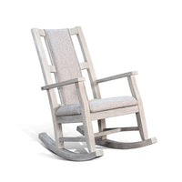 Keza Rocking Chair, Padded Seat, Light Gray Mindi Wood Frame - BM352434