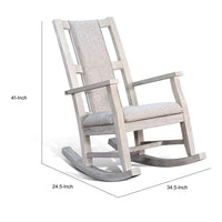 Keza Rocking Chair, Padded Seat, Light Gray Mindi Wood Frame - BM352434