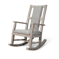 Keza Rocking Chair, Gray Padded Seat, Wheat Brown Mindi Wood Frame - BM352435