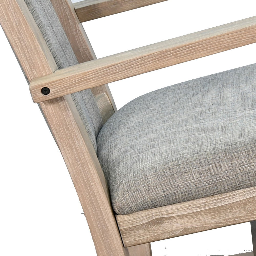 Keza Rocking Chair, Gray Padded Seat, Wheat Brown Mindi Wood Frame - BM352435