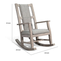 Keza Rocking Chair, Gray Padded Seat, Wheat Brown Mindi Wood Frame - BM352435