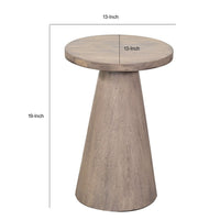 Myro Accent Table, 13 Inch Round Top with Cone Base, Hazelnut Brown Mahogany Wood - BM352439