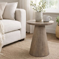 Myro Accent Table, 13 Inch Round Top with Cone Base, Hazelnut Brown Mahogany Wood - BM352439