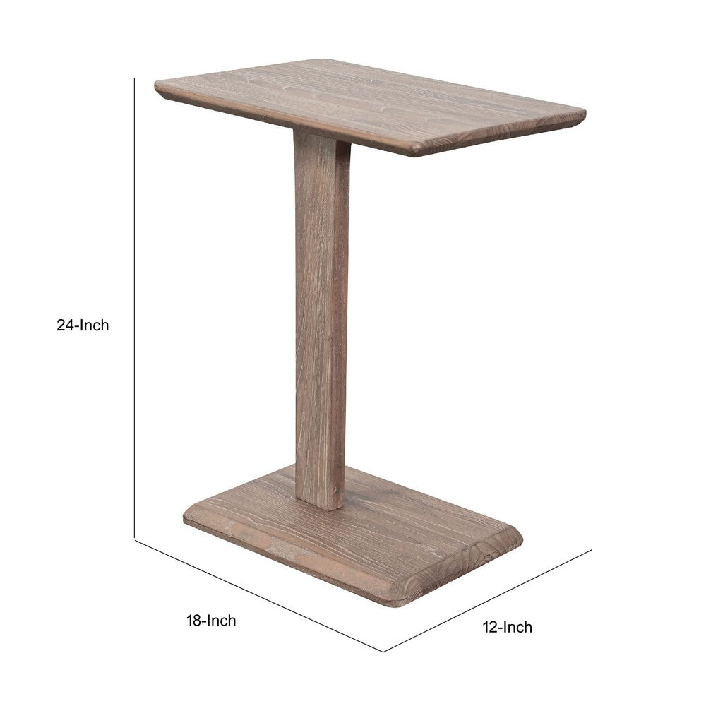 Meya Side End Drink Table, 18 Inch Top, C Base Accent, Oak Grove Brown - BM352440