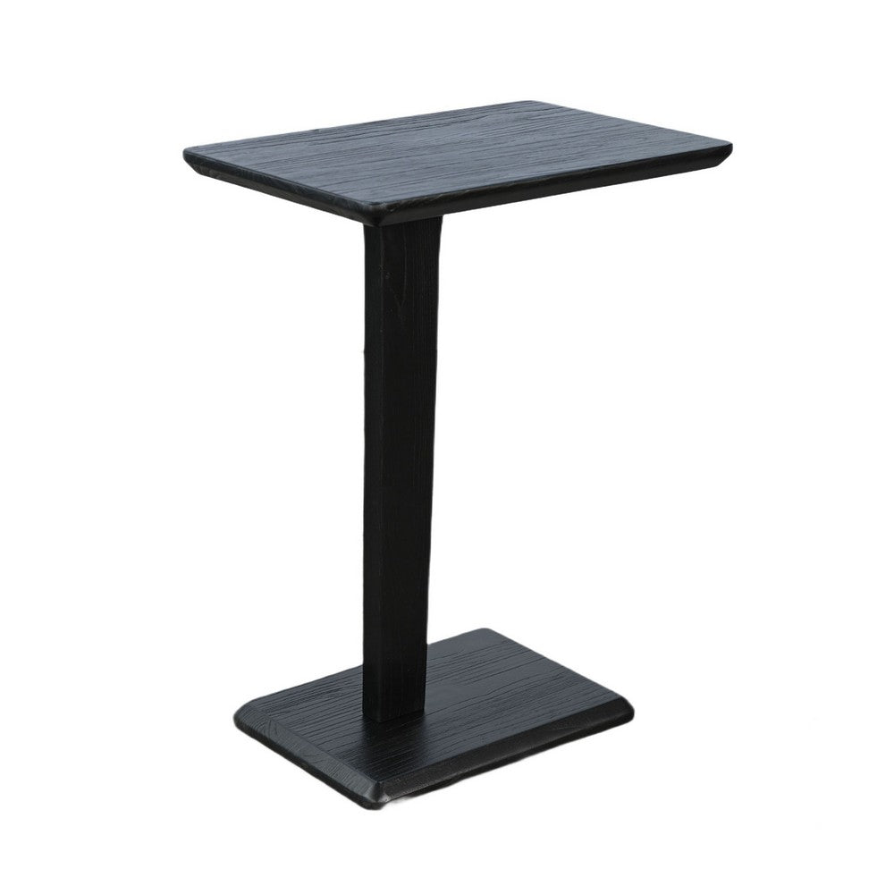 Meya Side End Drink Table, 18 Inch Top with C Base Accent, Umbra Black - BM352441