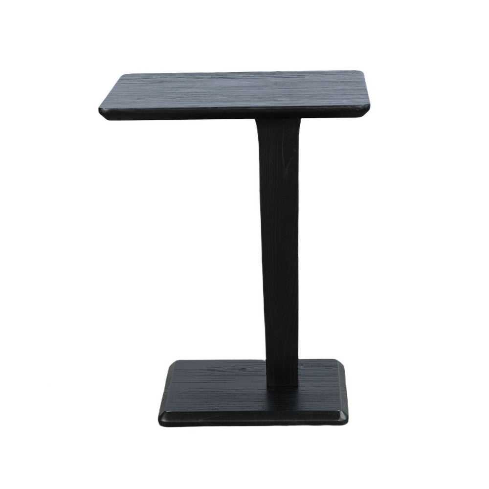 Meya Side End Drink Table, 18 Inch Top with C Base Accent, Umbra Black - BM352441