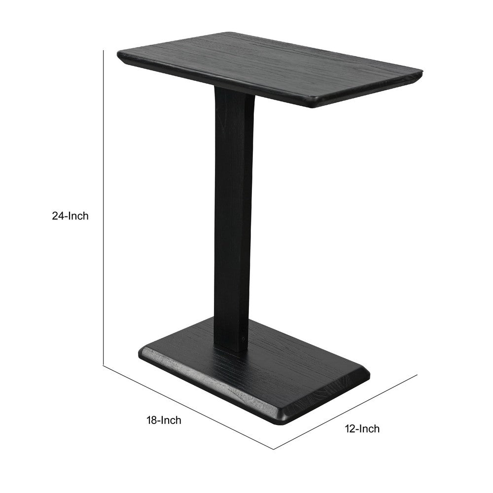 Meya Side End Drink Table, 18 Inch Top with C Base Accent, Umbra Black - BM352441