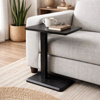Meya Side End Drink Table, 18 Inch Top with C Base Accent, Umbra Black - BM352441