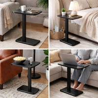 Meya Side End Drink Table, 18 Inch Top with C Base Accent, Umbra Black - BM352441