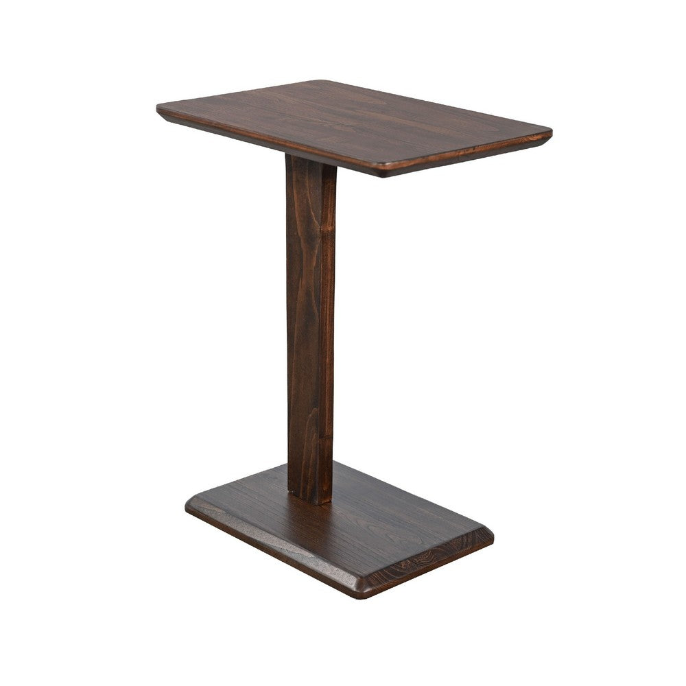 Meya Side End Drink Table, 18 Inch Top with C Base Accent, Walnut Brown - BM352442