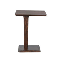 Meya Side End Drink Table, 18 Inch Top with C Base Accent, Walnut Brown - BM352442