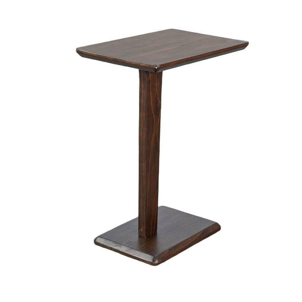 Meya Side End Drink Table, 18 Inch Top with C Base Accent, Walnut Brown - BM352442
