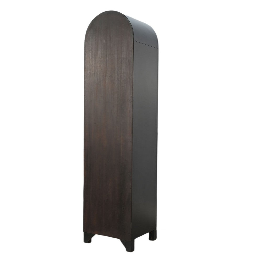 Seza Curio Cabinet, 18 Inch Narrow Design, 72 Inch Black Arched Frame - BM352444