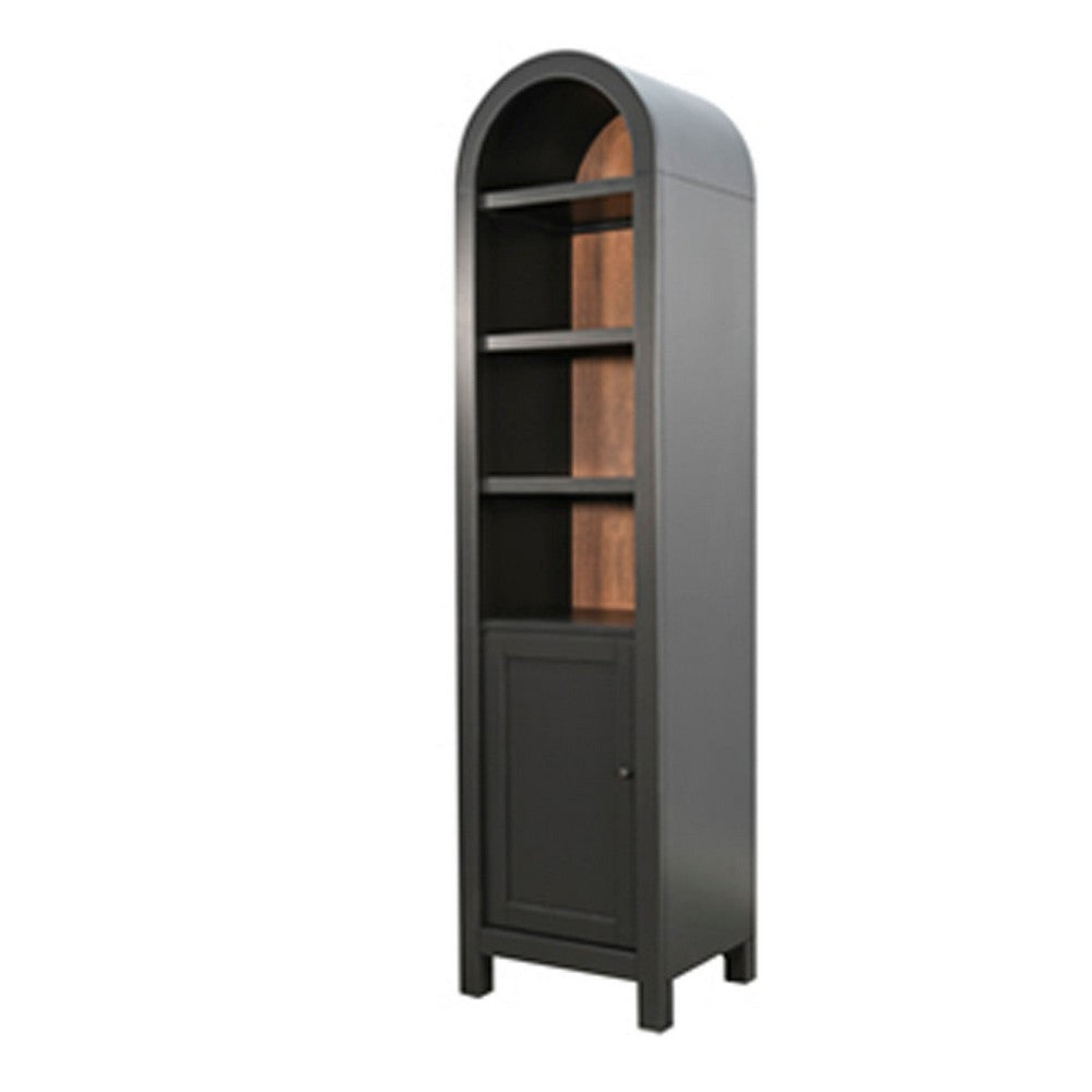 Seza Curio Cabinet, 18 Inch Narrow Design, 72 Inch Black Arched Frame - BM352444