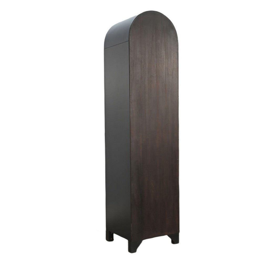 Seza Curio Cabinet, 18 Inch Narrow Design, 72 Inch Black Arched Frame - BM352444