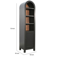 Seza Curio Cabinet, 18 Inch Narrow Design, 72 Inch Black Arched Frame - BM352444