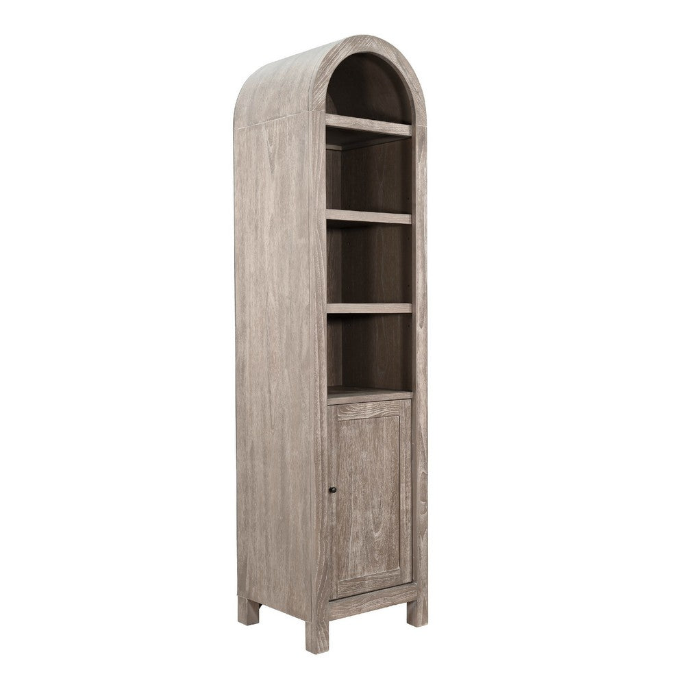 Seza Curio Cabinet, 18 Inch Narrow Design, 72 Inch Wheat Brown Arched Frame - BM352445